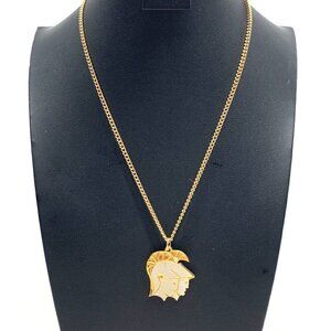 Vintage 1980's Gemini Zodiac Pendant & Chain Spartan Soldiers Gold Tone 18"L